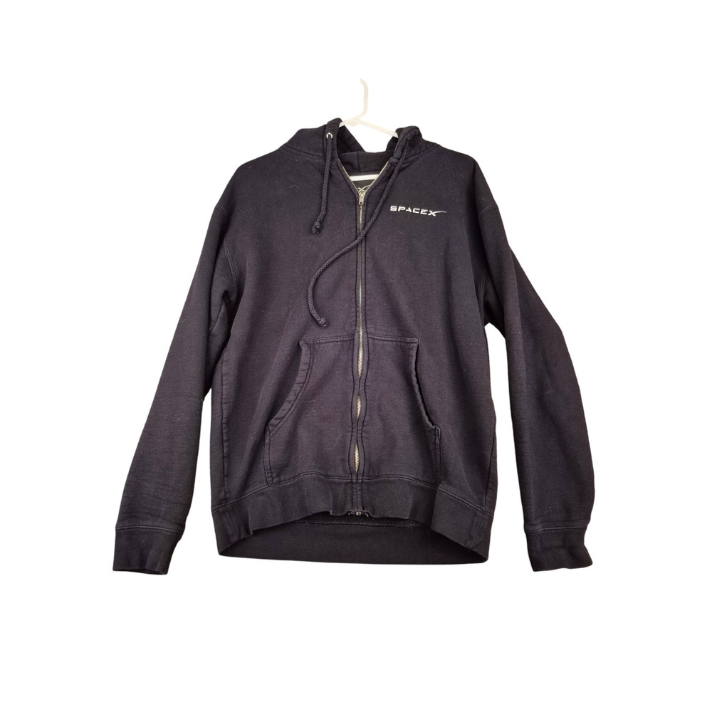 SpaceX Mens Full‎ Zip Hoodie Black Logo Sweatshirt Size Medium
